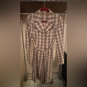 Caslon Beige and Black Plaid Coat